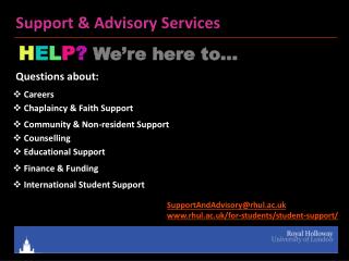 Support &amp; Advisory Services