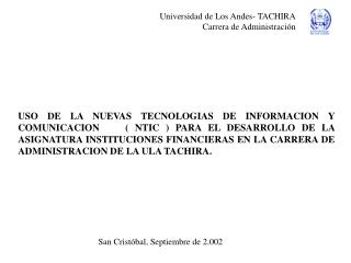 Universidad de Los Andes- TACHIRA Carrera de Administración