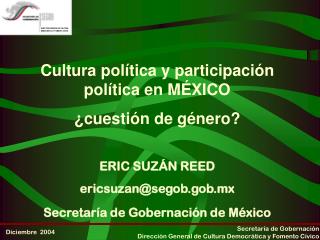 Cultura política y participación política en MÉXICO ¿cuestión de género?