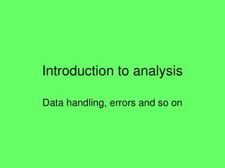 Introduction to analysis