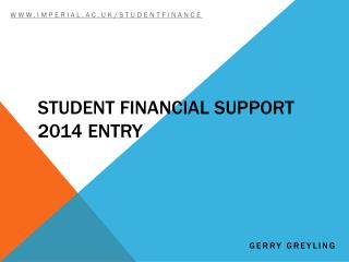 Student Financial Support 2014 entry