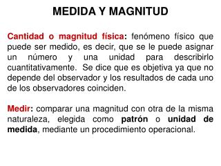 MEDIDA Y MAGNITUD