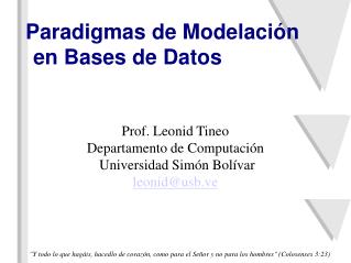 Paradigmas de Modelación en Bases de Datos