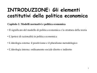 Capitolo 1: Modelli normativi e politica economica