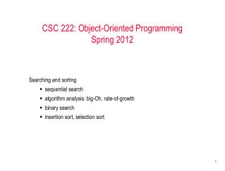 CSC 222: Object-Oriented Programming Spring 2012