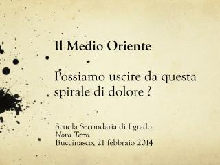 Il Medio Oriente Possiamo uscire da questa spirale di dolore ?