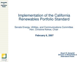 Implementation of the California Renewables Portfolio Standard