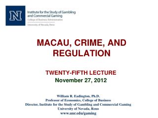 MACAU, CRIME, AND REGULATION