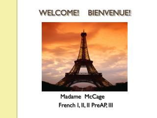 WELCOME! BIENVENUE!