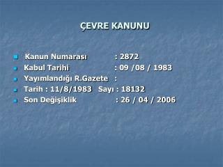 ÇEVRE KANUNU