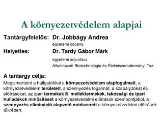 A környezetvédelem alapjai