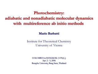 Mario Barbatti Institute for Theoretical Chemistry University of Vienna