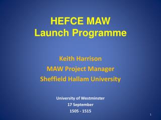 HEFCE MAW Launch Programme