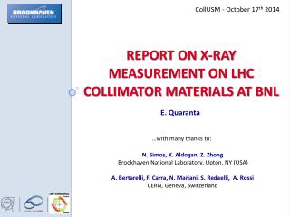 Report on X-ray measurement on LHC collimator materials at BNL