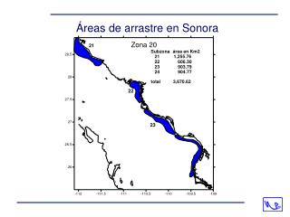 Áreas de arrastre en Sonora