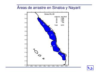 Áreas de arrastre en Sinaloa y Nayarit