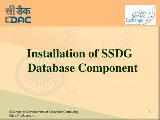 Installation of SSDG Database Component