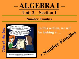 – ALGEBRA I – Unit 2 – Section 1