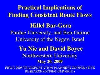 FHWA 2008 TRANSPORTATION PLANNING COOPERATIVE RESEARCH (DTFH61-08-R-00011)