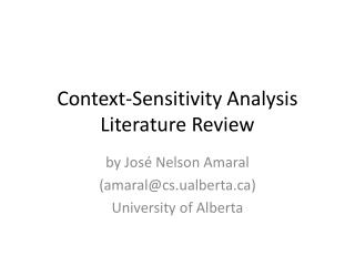 Context-Sensitivity Analysis Literature Review