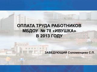 ОПЛАТА ТРУДА РАБОТНИКОВ МБДОУ № 78 «ИВУШКА» В 2013 ГОДУ