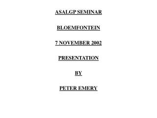 ASALGP SEMINAR
