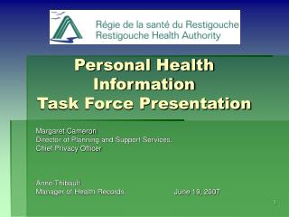 Personal Health Information Task Force Presentation