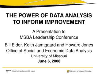 THE POWER OF DATA ANALYSIS TO INFORM IMPROVEMENT