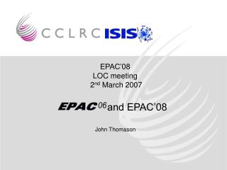 EPAC’08 LOC meeting 2 nd March 2007