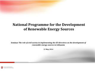 National Programme for the Development of Renewable Energy Sources
