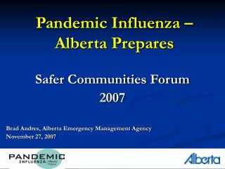 Pandemic Influenza – Alberta Prepares
