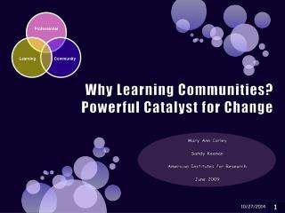 Why Learning Communities? Powerful Catalyst for Change