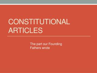 Constitutional Articles