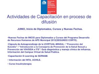 Actividades de Capacitación en proceso de difusión