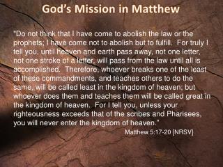 God’s Mission in Matthew