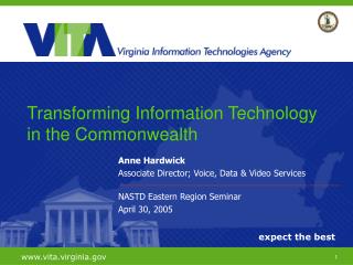 Anne Hardwick Associate Director; Voice, Data &amp; Video Services NASTD Eastern Region Seminar