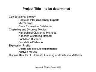 Project Title – to be determined