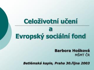 Celoživotní učení a Evropský sociální fond