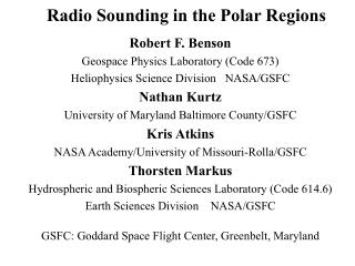 Radio Sounding in the Polar Regions