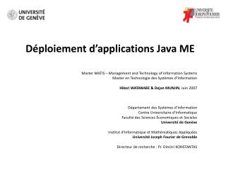 Déploiement d’applications Java ME
