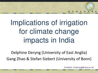 Implications of irrigation for c limate c hange i mpacts in India