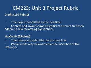 CM223: Unit 3 Project Rubric