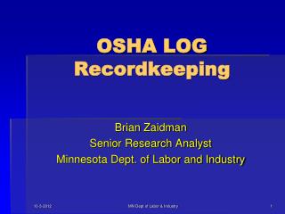 OSHA LOG Recordkeeping