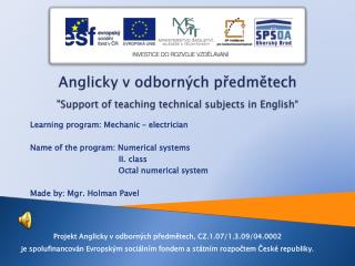 Anglicky v odborných předmětech &quot;Support of teaching technical subjects in English “