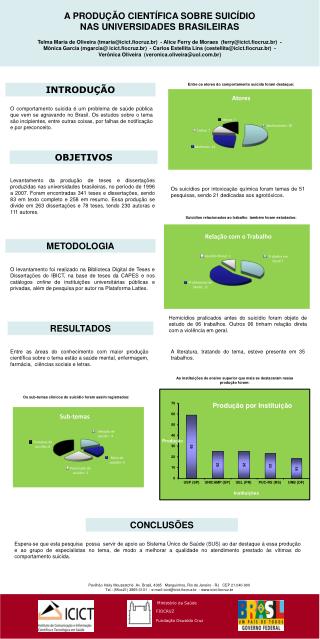 A PRODUÇÃO CIENTÍFICA SOBRE SUICÍDIO NAS UNIVERSIDADES BRASILEIRAS