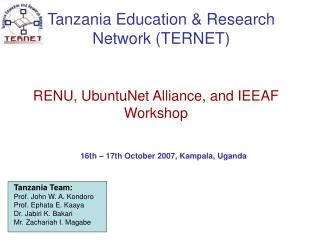 Tanzania Education &amp; Research Network (TERNET)