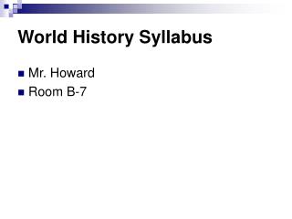 World History Syllabus