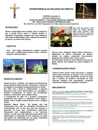 INTERFERÊNCIA DA RELIGIÃO NO DIREITO