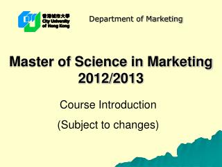 Master of Science in Marketing 2012/2013