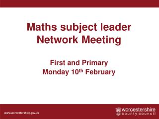 Maths subject leader Network Meeting